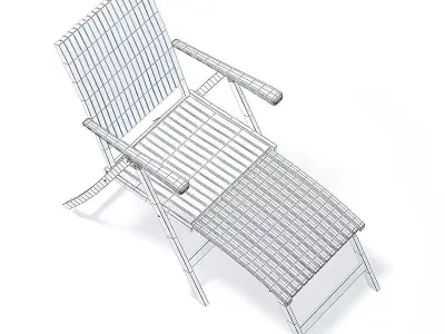 Wooden Sunbed 3D Model 3D model