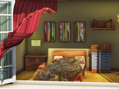 Flying Window Skybox Low-poly 3D model