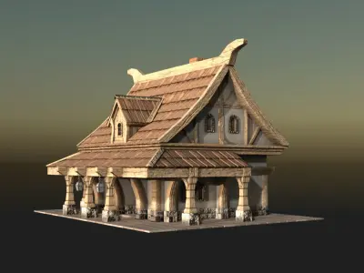 Medieval house 3D model 10
