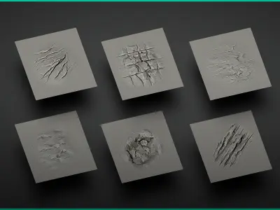 Stylized Rock Surface - 30 Brushes - alphas - bonus brush 3D model