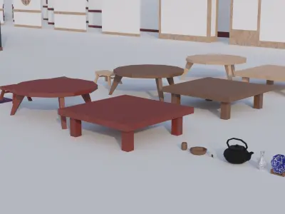 Low Poly Japanese Modular House Interior Pack Low-poly 3D model