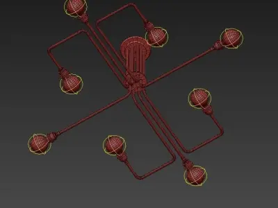 IRBID modern brass chandelier with six light bulbs 3D model