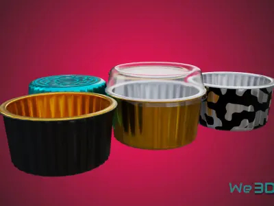 Gold Aluminum Food Container Low-poly 3D model
