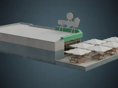 Restaurant 1B Low-poly 3D model