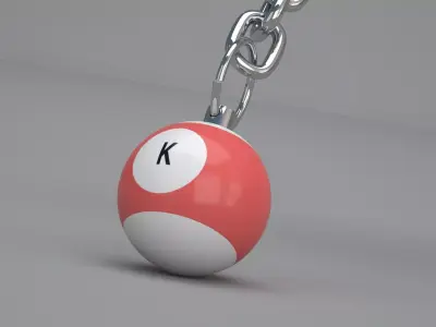K Snooker Ball with Keychain 3D model