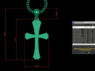 Light Gold 18K Cross Pendant 1CP036 3D print model