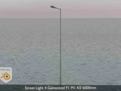 Street Light 4 Galvanized F1 M1 K0 6000mm Low-poly 3D model