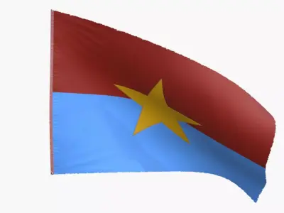 The flag of the Viet Cong Low-poly 3D model