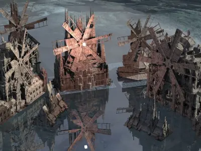 Haunted Windmill Town Collection Kit bash 3D 3D model