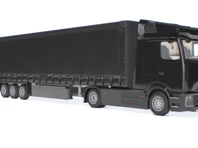  Heavy Duty Electric Tractor With Cargo Trailer Black Rigged for Maya 