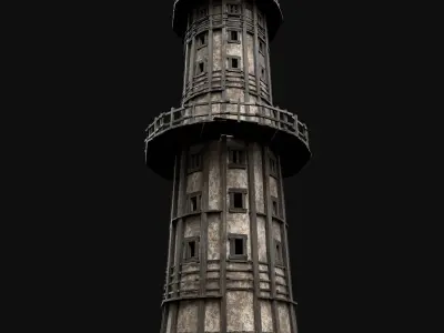 ENTERABLE AAA NEXT GEN MEDIEVAL LIGHTHOUSE LANTERN TOWER Low-poly 3D model