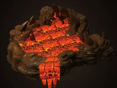 Craters mountains Grand Canyon Hell  Canyon sea of fire  3D model