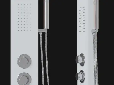 Bathroom set 1 shower stall with glass door 3D model