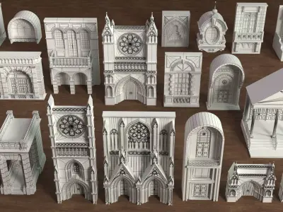 Building Facade Collection 10 - 21 pieces 3D model