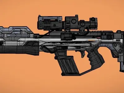 Sci-fi rifle Low-poly 3D model 5