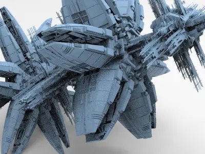 Cyberpunk Ring city kitbash   3D model