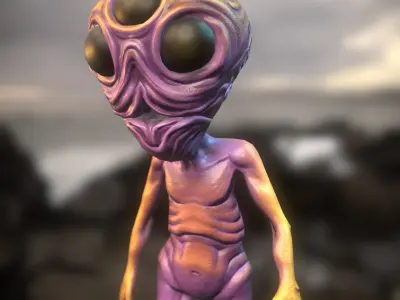  Alien three-eyed Low-poly 3D model