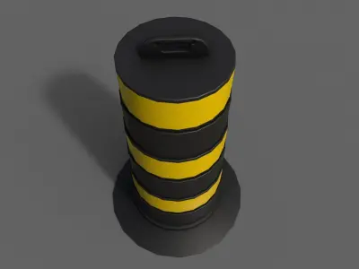 PBR Traffic Drum Barrel BlackYellow Low-poly 3D model