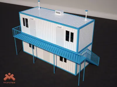 Shipping Container House 2 story 3D model