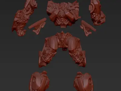 Bumblebee Battle mode Cut and Keyed 3D print model