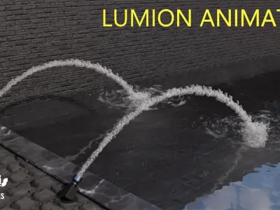 LUMION ANIMATED FOUNTAIN  jet arc fountain LOW ANGLE FLOW FROTH 3D model