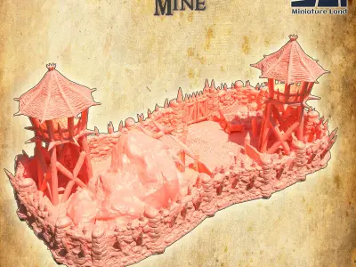 Orc Coal Mine Tabletop Terrain 28 mm 3D print model