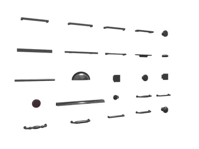 Set of 25 Kitchen cabinet handles Low-poly 3D model