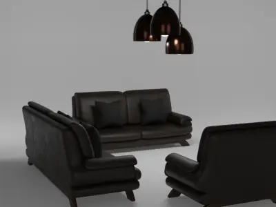 Furniture set Sofa and lights 3D model