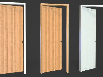 Doorway wooden door Low-poly 3D model