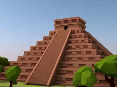 Cartoon Low Poly Chichen Itza 3D model