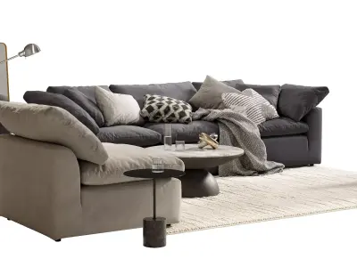 Modern Neutral Living Room Set 1 3D model