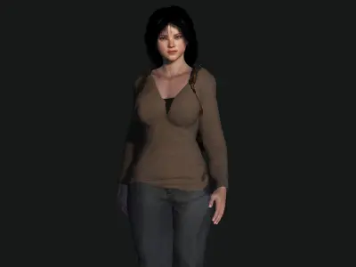 3D REALISTIC HUMAN RIGGED CHARACTER -BACKPACK GIRL-CASUAL OUTFIT Low-poly 3D model