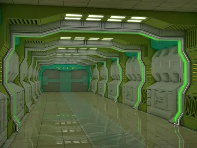 Sci Fi Corridor  3D model 13