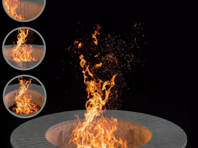 camping fire 005 3D model