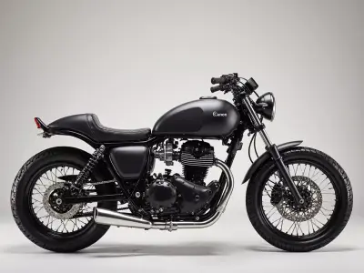 Matte Black Classic Cafe Racer Motorcycle Low-poly 3D model