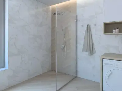 Cozy shower room with marble tiles 3D model