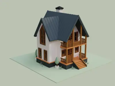 Low Poly House Low-poly 3D model