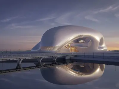 Futuristic building collection 9x 4 3D Model Pack