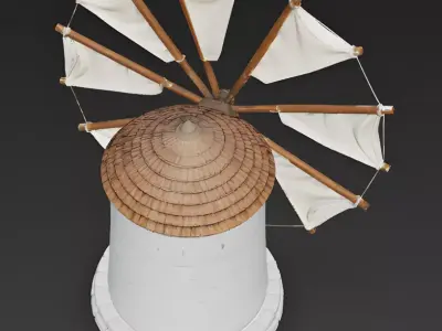 Mediterranean Stone Windmill 3D Model Low-poly 3D model