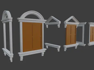 windows 3D window with two arches Free 3D model
