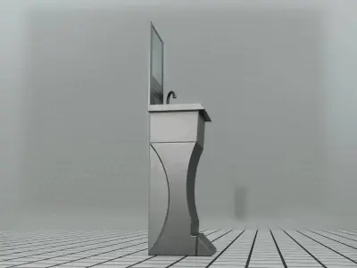 Public Metal Sink - 22 - Sci-Fi Low-poly 3D model