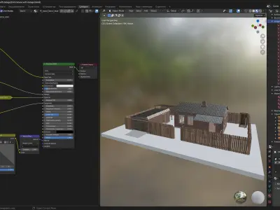 Brick House with Garage Low-poly 3D model