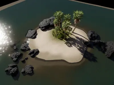 Small Island Scene Low-poly 3D model