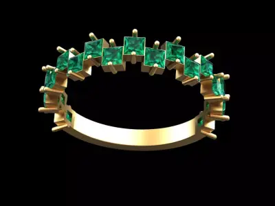 Square Princess Cut Diamond Ring 3D Model 3D print model