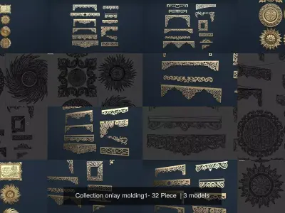 Collection onlay molding1- 32 Piece  3D Model Pack