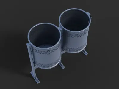 Low Poly Trash Bin Barcelona 3D model