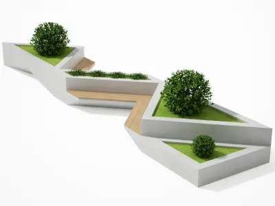 Geometric Street Bench 3D model