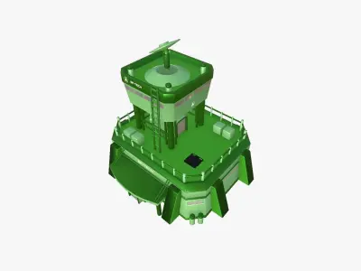 SciFi Facility B06 Green - Sci Fi Exterior Design Low-poly 3D model