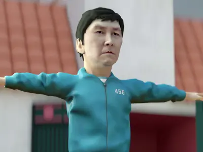 Squid Game - Red Light Green Light Doll Map with Characters Low-poly 3D model