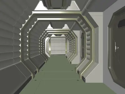 Sci Fi Corridor White Room Low-poly 3D model
